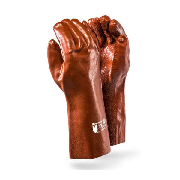 DROMEX BROWN PVC ELBOW LENGTH 35CM GLOVES - HEAVY DUTY(XTRA/35)
