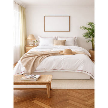 Premium Collection - Satin Stitch Duvet Cover Set - Red Pear - Queen - (1 Set)