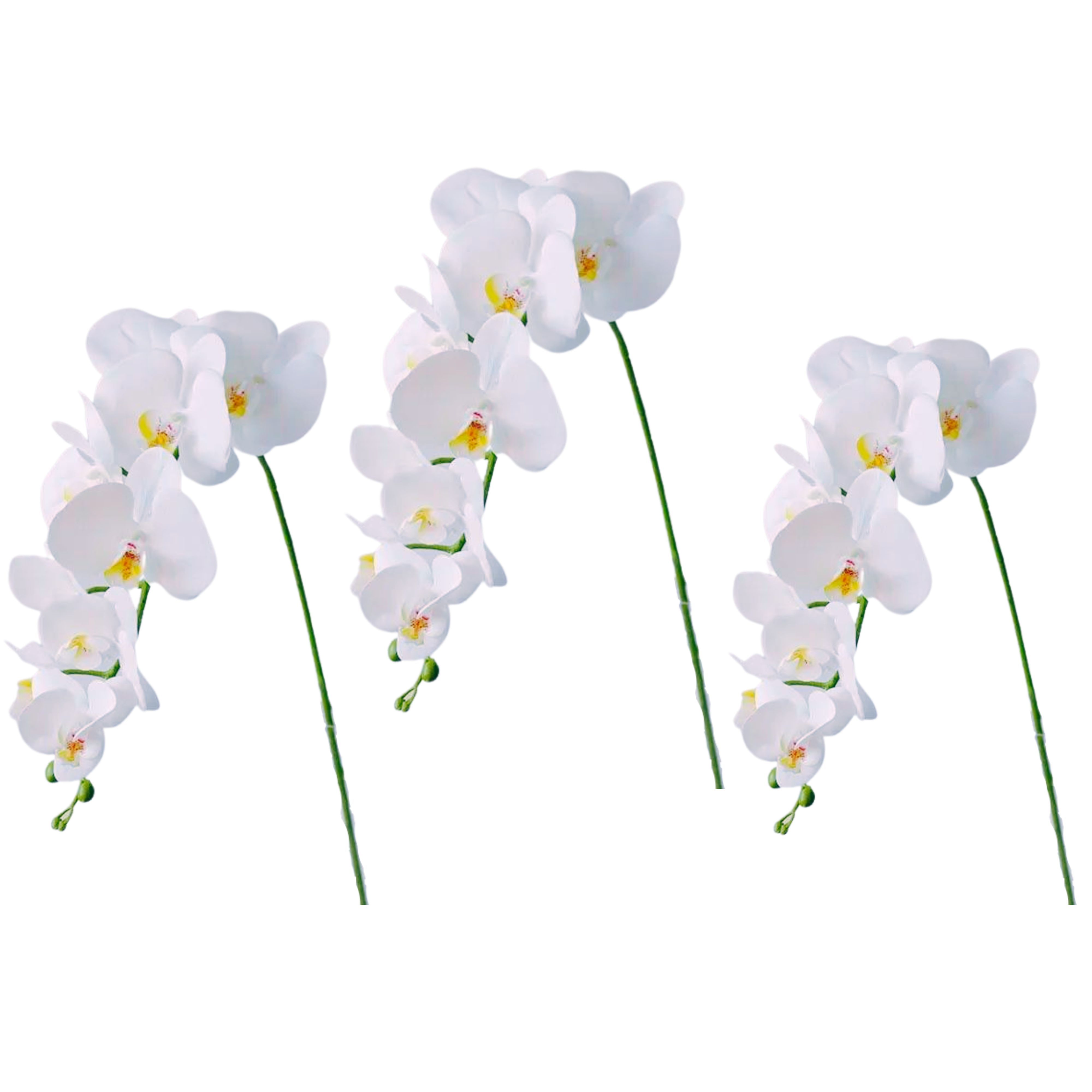 Beautiful Artificial White Orchid - 100cm - 3-Piece