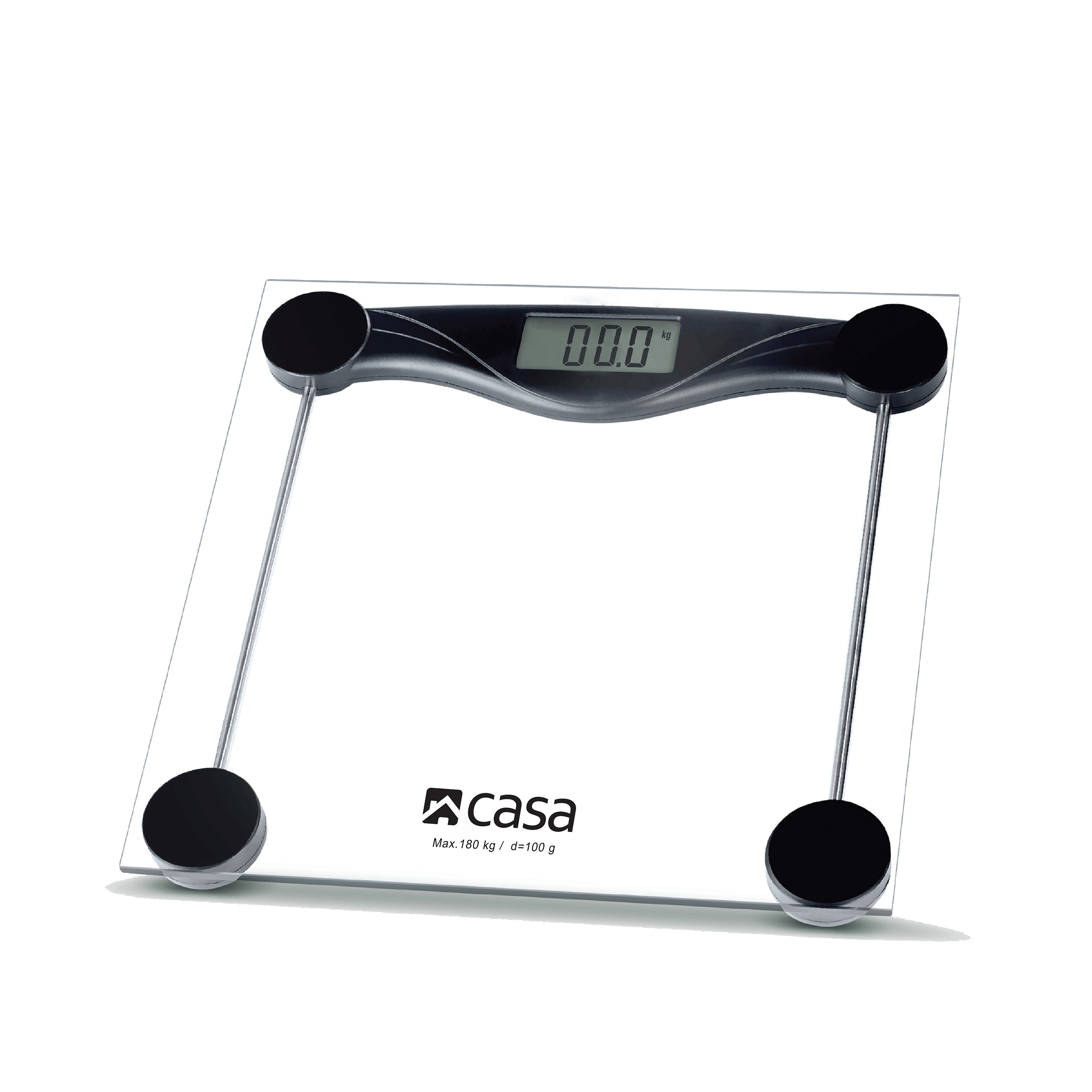 CASA Digital Bathroom Scale - Glass Platform - Black/Clear