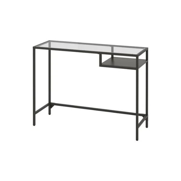 VITTSJO Laptop table, Black-brown/glass, 100x36cm