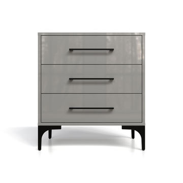 BAM! High Gloss Three Drawer Bedside Table - Dunblane Grey