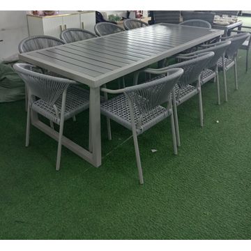 Outdoor Aluminium Dining Table & Rope Chair Set(10chairs)