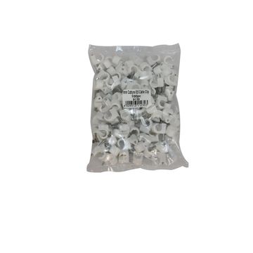 Cable Clips, Round, White, 8mm, 100 Pieces (3 pack) BY WOODLY