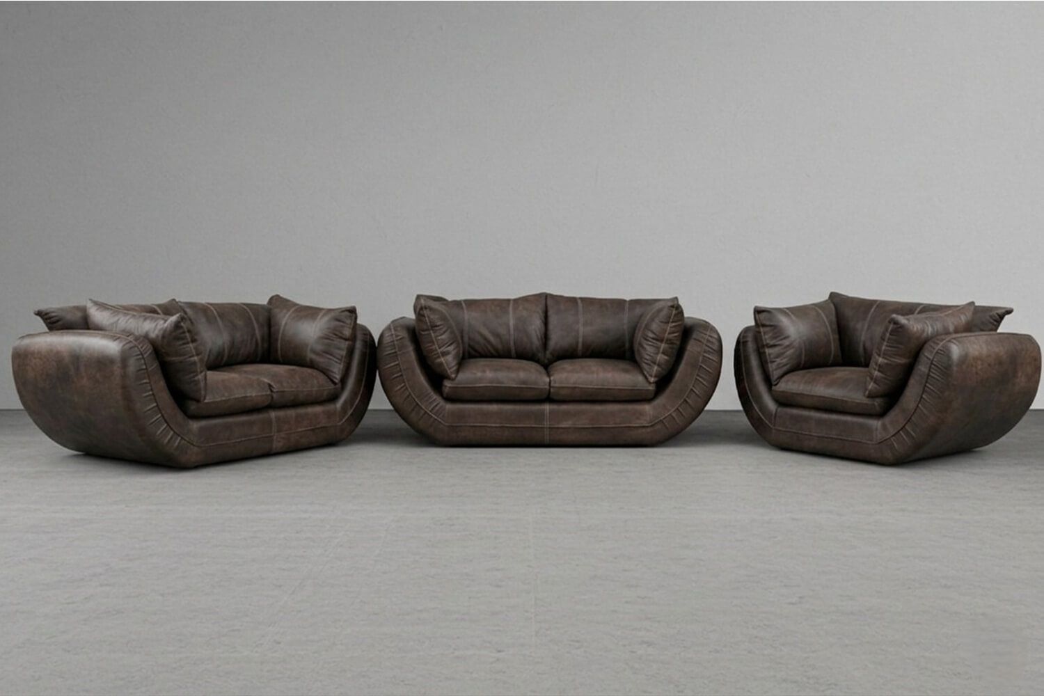 Regale Genuine Leather Lounge Set 3-Piece (x1 1-Seater x2 2-Seater Sofas - Exotic Brown)