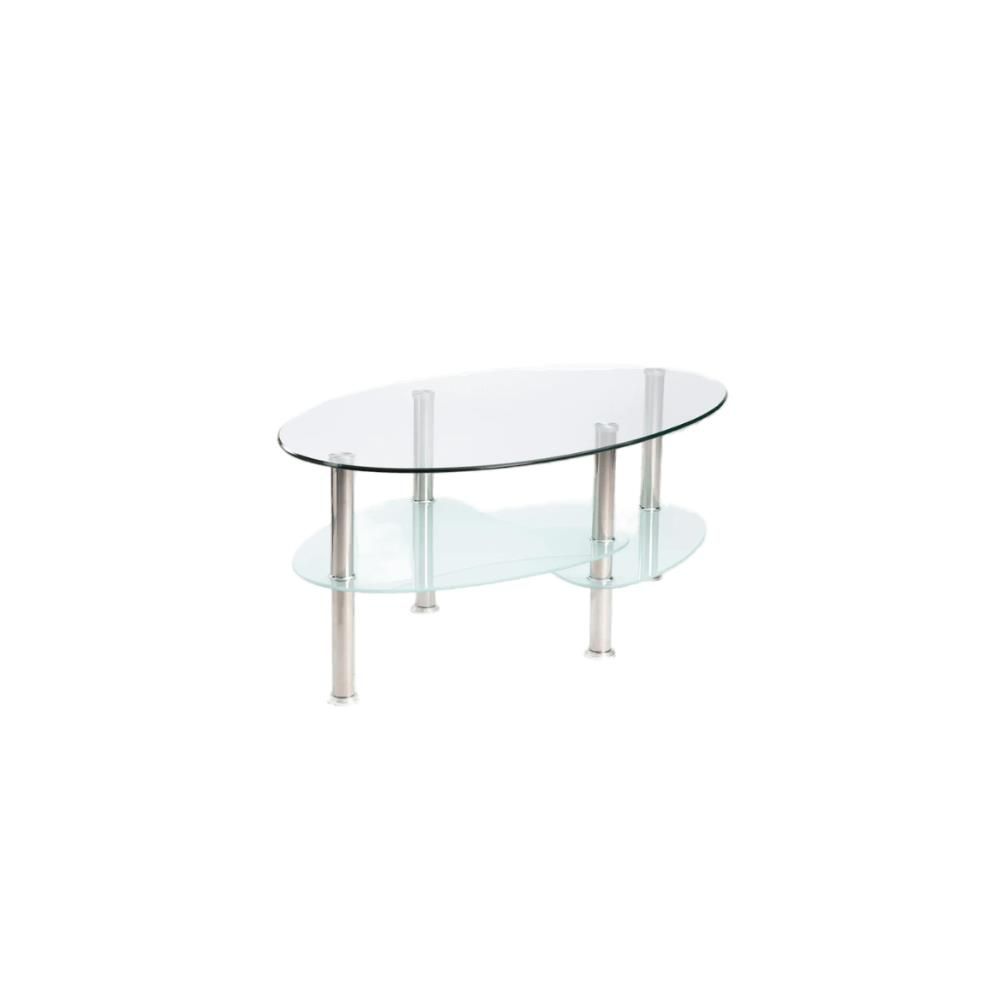 Libi 90x50cm Oval Glass Coffee Table