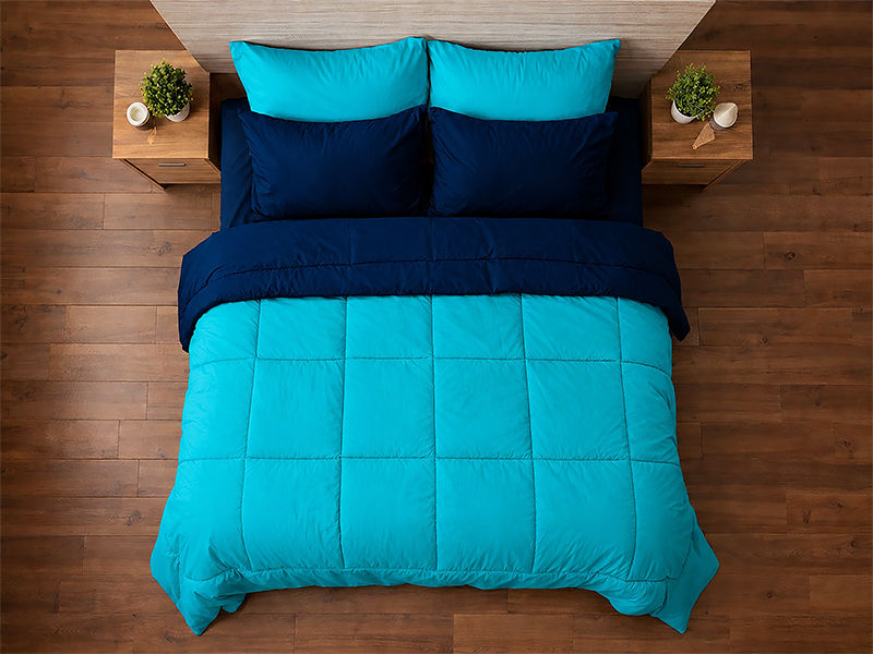 Everyday Collection Reversible Comforter Set - 90 GSM - King - Super King - Pageant Blue - Peacock Blue (06 Sets)