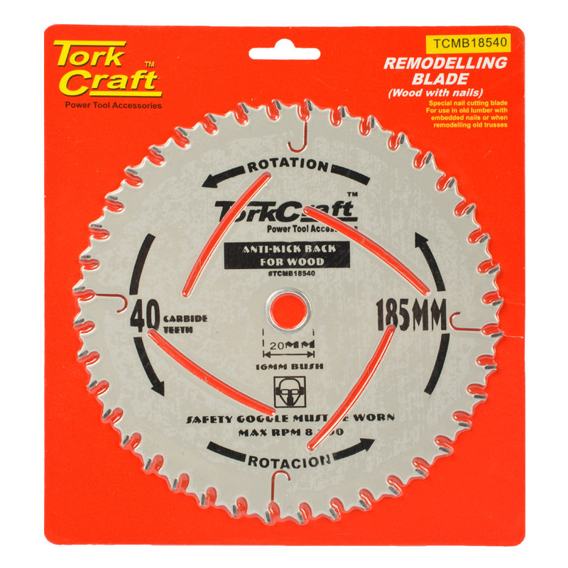 Tork Craft - Blade Master Type 185 x 40T 20-16mm Anti Kick Back