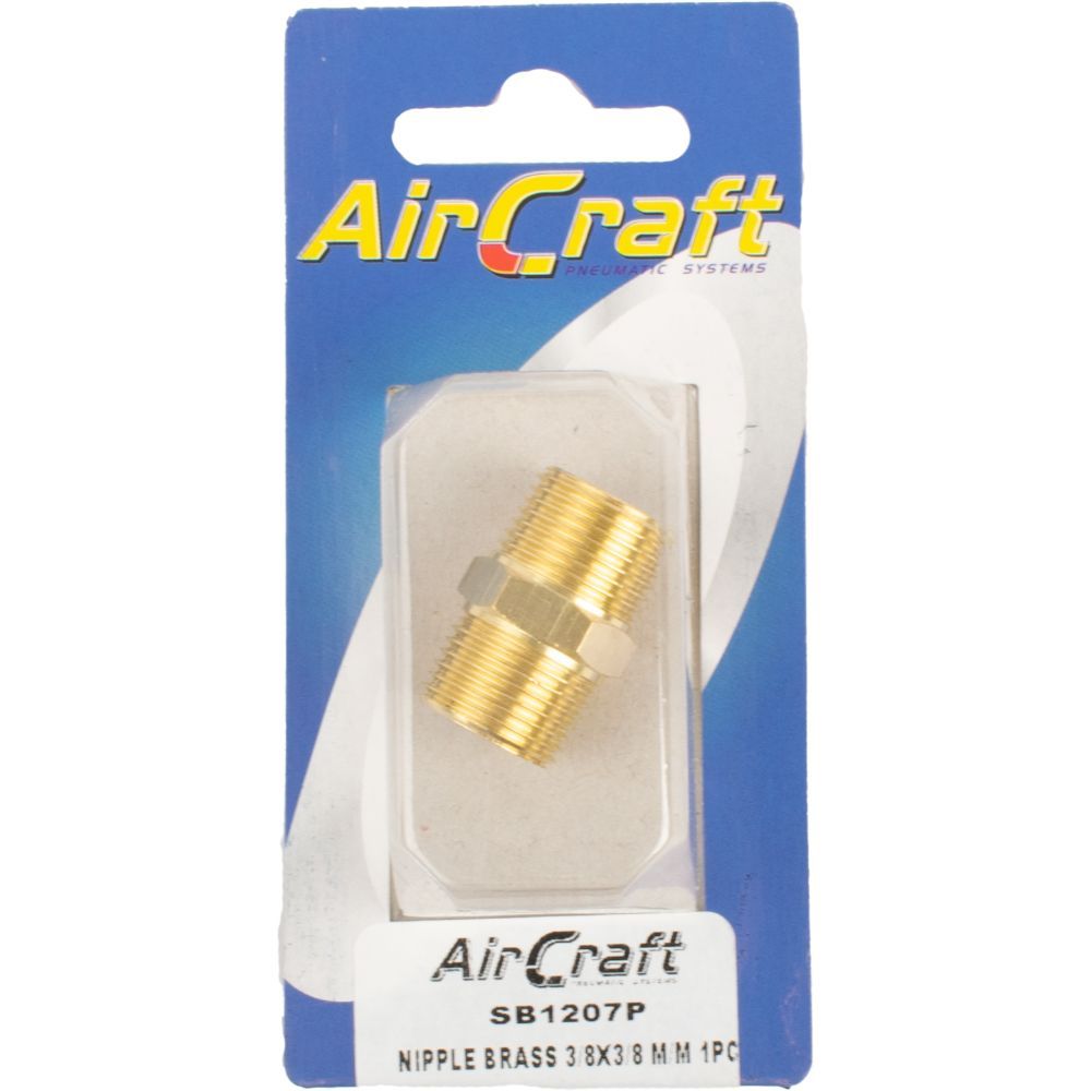 Aircraft - Nipple Brass 3/8 x 3/8 M/M 1 Piece Pack - 3 Pack