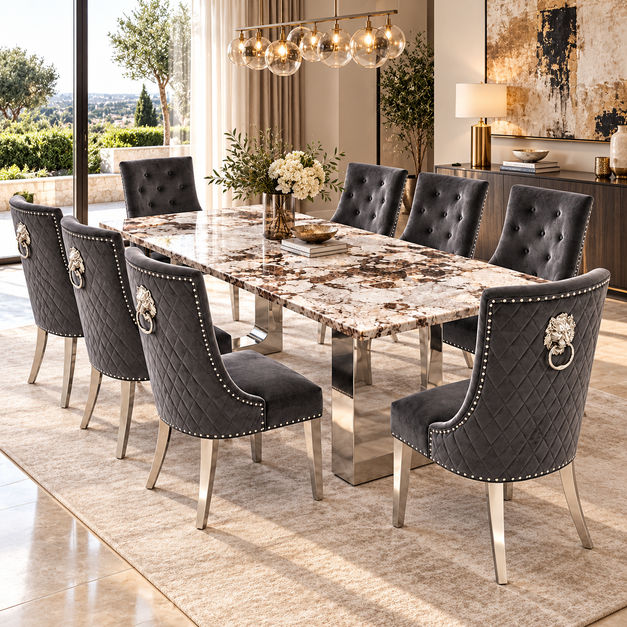 KC FURN – Alessia Luxury 8-Seater Dining Set
