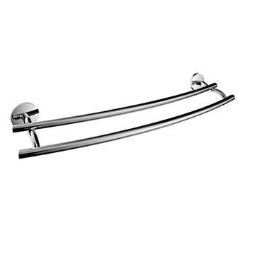 Kirk Aqua Tan Zinc Double Towel Rail in Chrome Plated Finish - Chrome - 60 cm