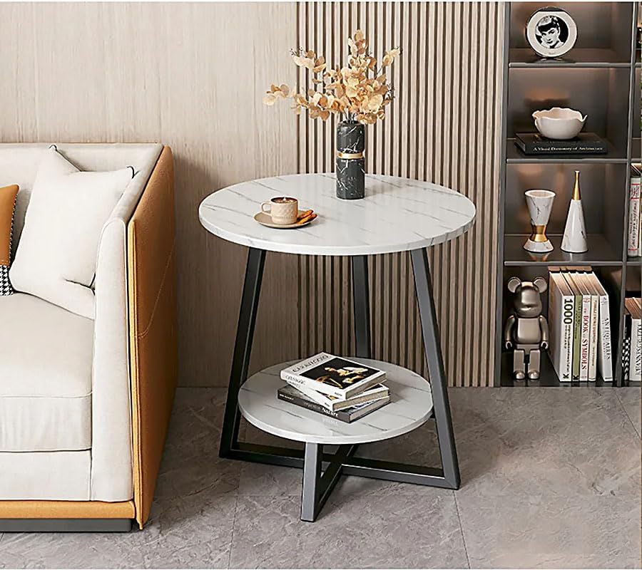 MFurn Round Side Table – 2-Tier (WHITE)