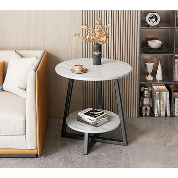 MFurn Round Side Table – 2-Tier (WHITE)