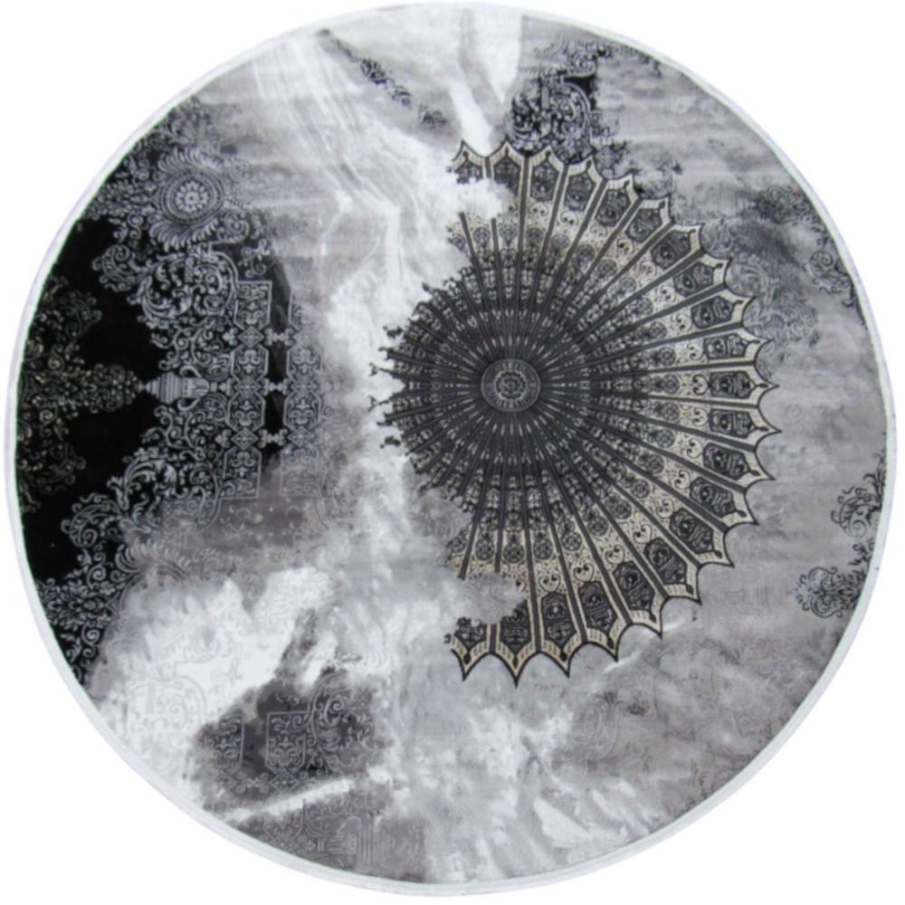 BK Carpets & Rugs – Modern Sandwheel Contemporary Large Round Rug – Black & White - 2.4m x 3,4m