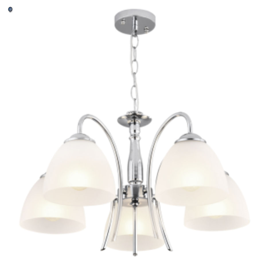Polished Chrome Chandelier with Frosted Glass