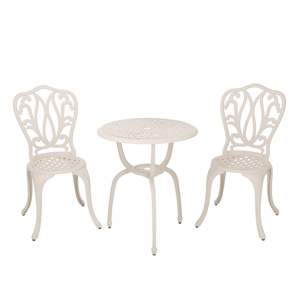 2 Seater - Lisa Aluminium Patio Set / Garden Furniture / Outdoor Dining Set   (2 Lisa Chairs with 60cm Round Elizabeth Table) - SAND
