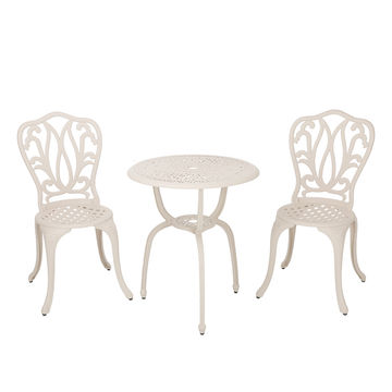 2 Seater - Lisa Aluminium Patio Set / Garden Furniture / Outdoor Dining Set   (2 Lisa Chairs with 60cm Round Elizabeth Table) - SAND