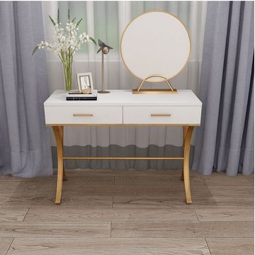 IG Furn- White & Gold Vanity Table & Mirror