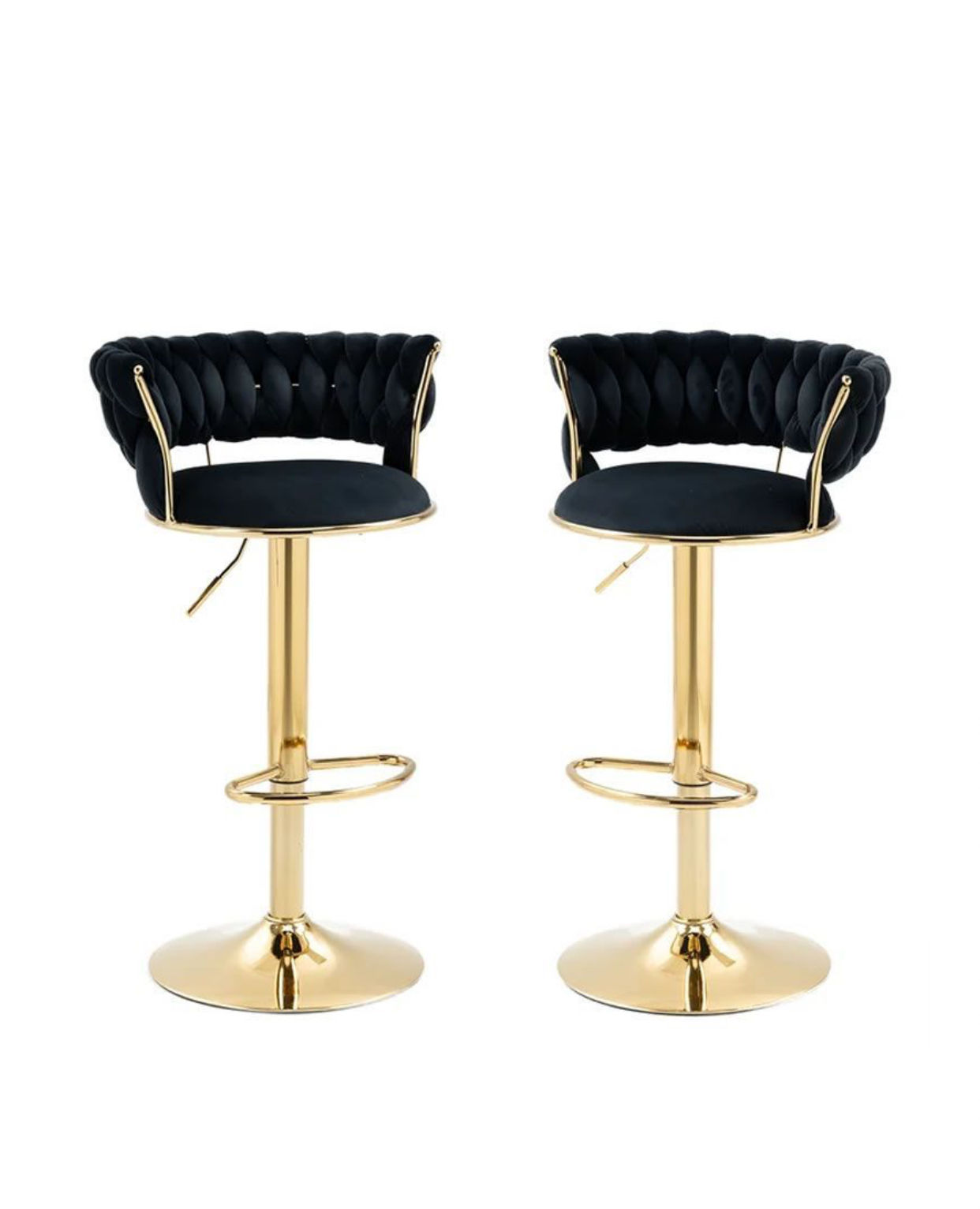 Asher velvet  swivel bar chair ɓlack- set of 2