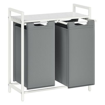 Bragg Austin Laundry Basket with Two Removable Bags, White/Grey