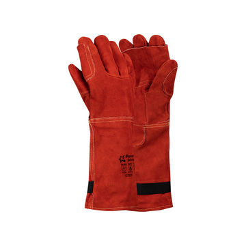 PIONEER SAFETY Gloves Leather Heat Resistant Elbow High Heat Red