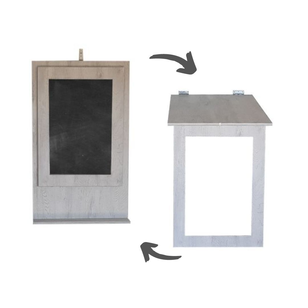 SpaceSave Fold Up Wall Mounted Desk & Blackboard 100X60cm -Wood Marble