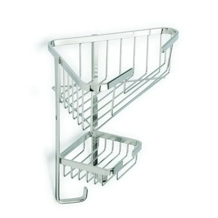 Woodly Corner Shelf, 2 Tier, Stainless Steel