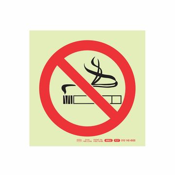 PHOTOLUMINESCENT 190MM SAFETY SIGN - F27-NO SMOKING