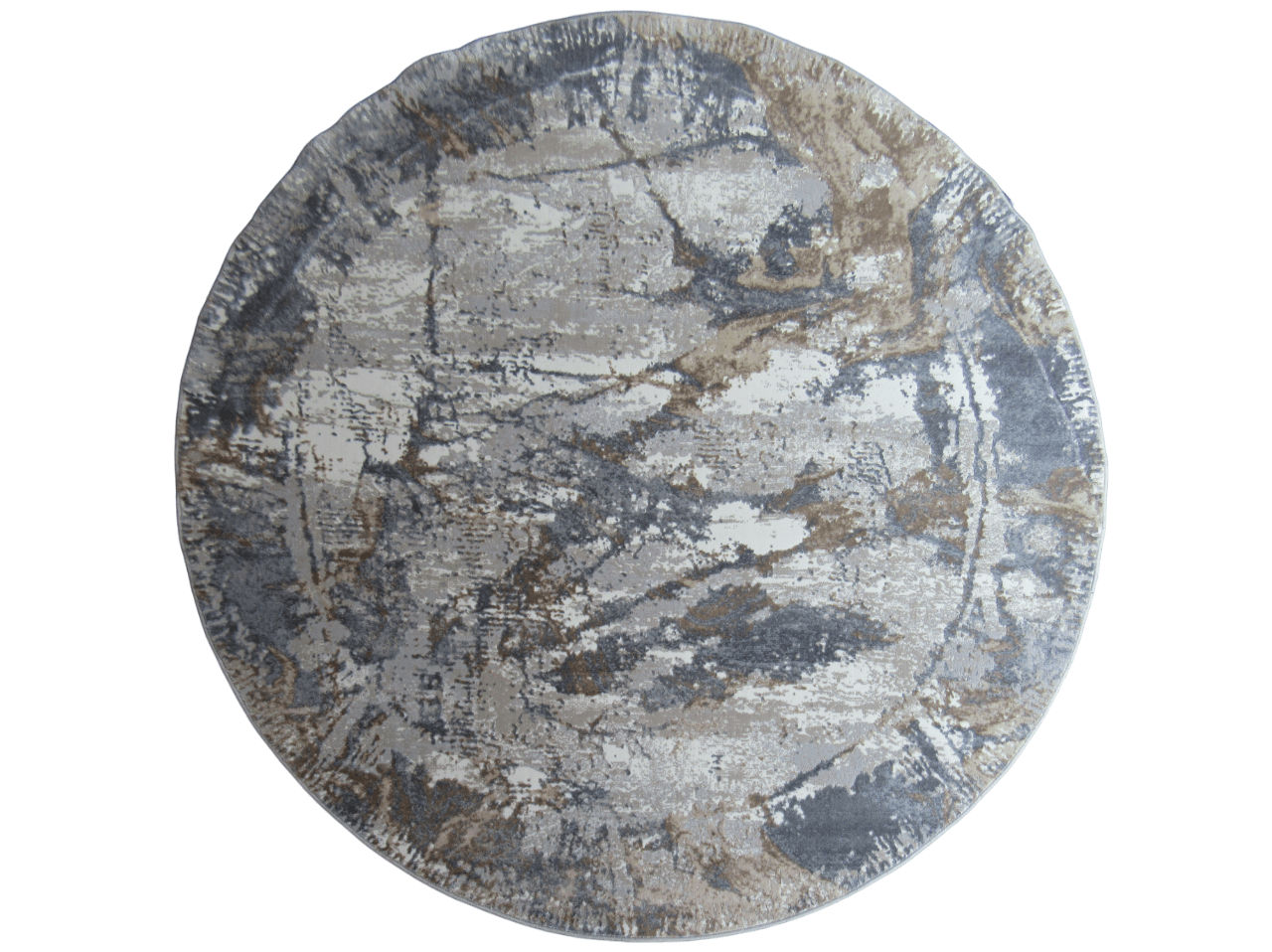 BK Carpets & Rugs –  Round Modern Rug – Grey  & Brown  - 2m x 2m