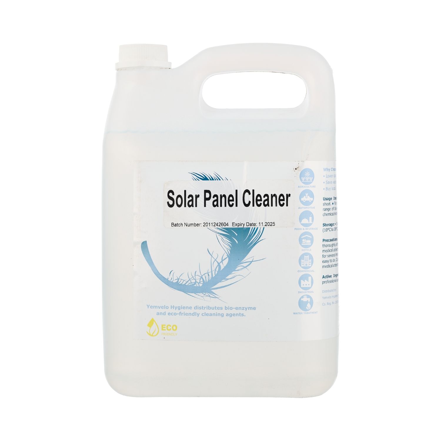 Eco-friendly Solar Panel Cleaner YEMVELO HYGIENE 5 litre