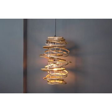 Arya Kubu Medium Spiral Rattan Pendant Light – Natural Helix Design