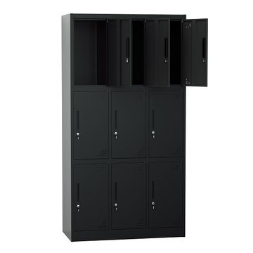 Steel 9 Door Inner Handle Locker Cabinet With Lock - Black