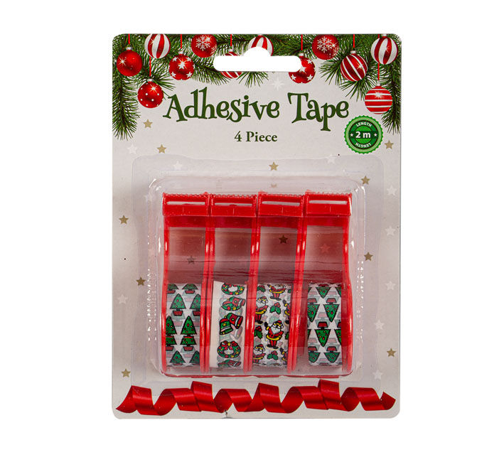 Xmas Tape Dispencer - Christmas Accessories - 2 m - 4 Piece - 8 Pack