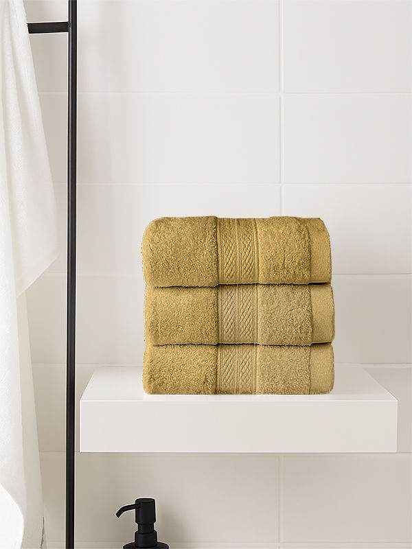 Plush Cotton Guest Towels - Pebble (03 Pc Pack)