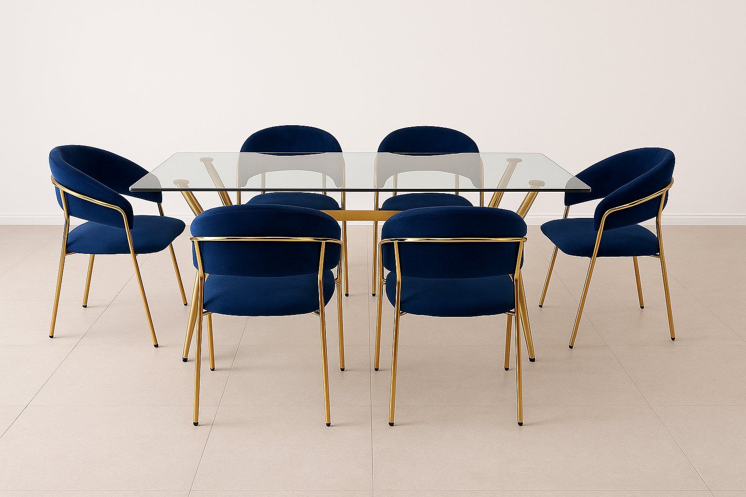 IG Furn - JY 6 Seater Dining Set Blue