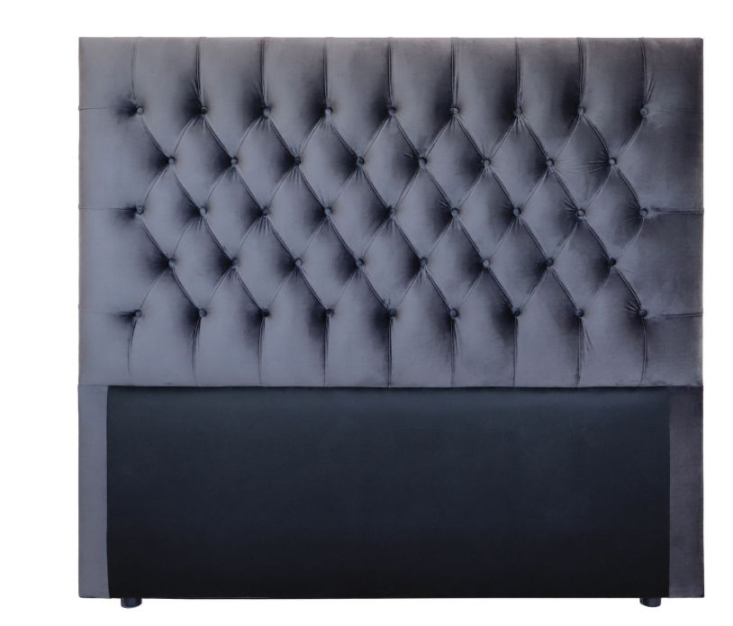 Nto King headboard no wings - Buttoned- Dark grey - Velvet Material