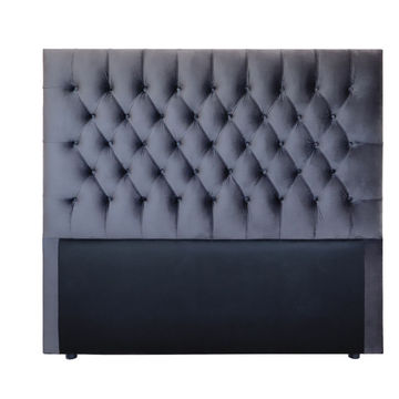 Nto King headboard no wings - Buttoned- Dark grey - Velvet Material