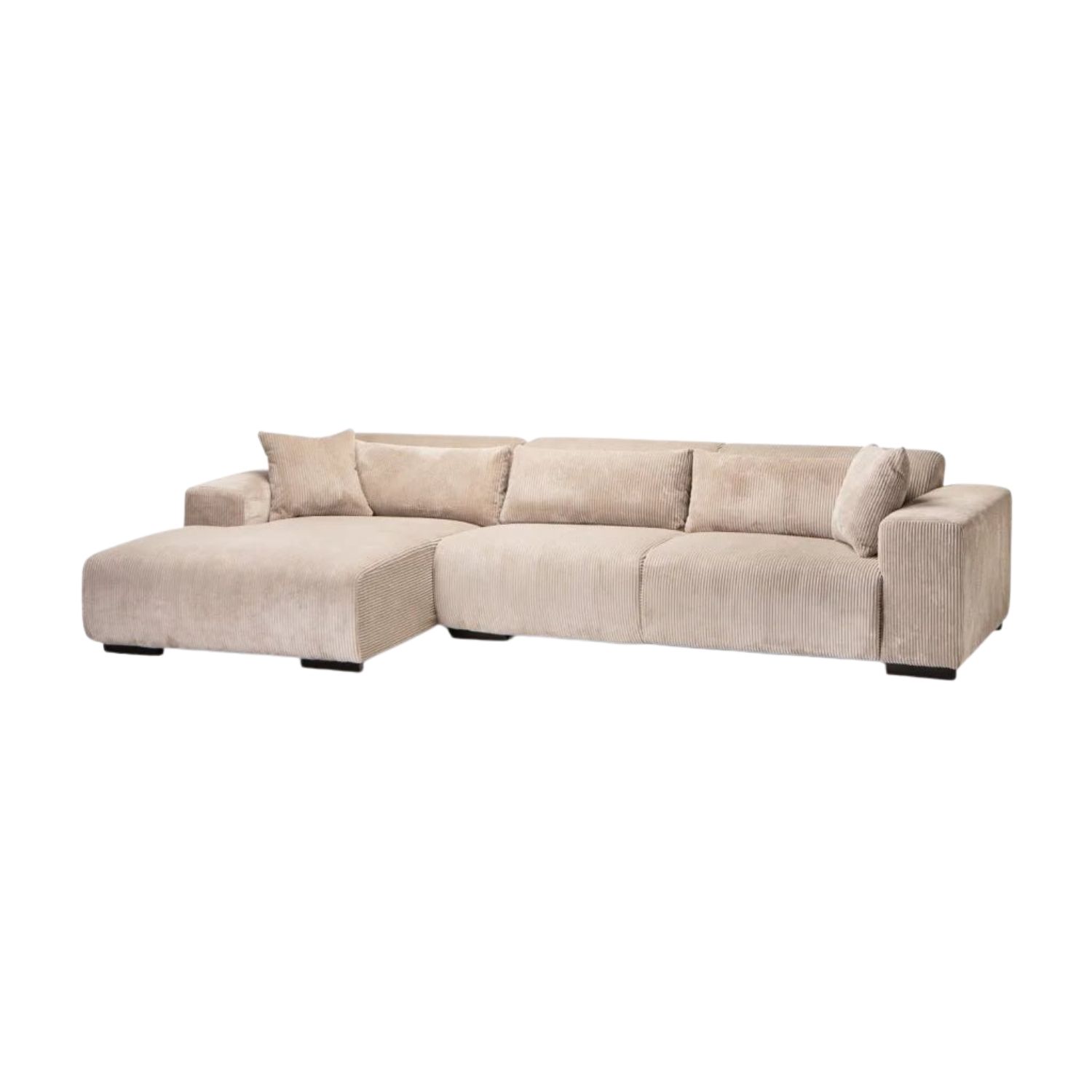 Fabric Corner Chaise Left Hand Corduroy Sofa - Platinum