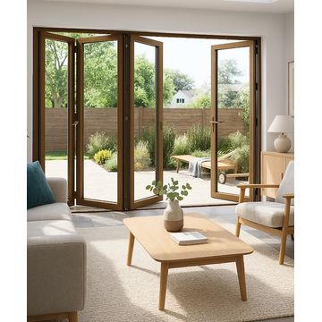 Kenzo - SFD4FG6RB - Aluminium Fold A-Side Door 2.4mx2.1m Bronze 3 Doors Open Right, 1 Door Open Left Viewed From Outside