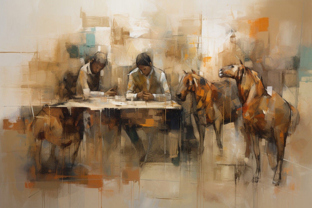 Canvas Wall Art - Earthy Tones Energetic Brushstrokes  - A1079 - [120 x 80 cm]