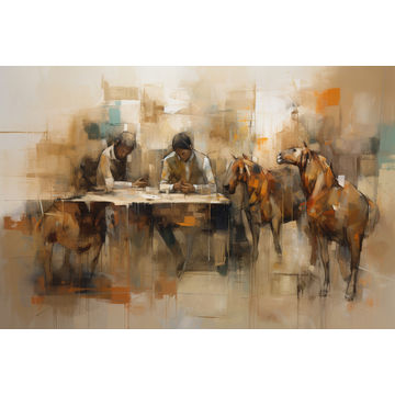 Canvas Wall Art - Earthy Tones Energetic Brushstrokes  - A1079 - [120 x 80 cm]