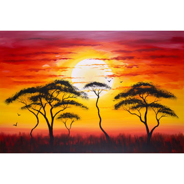Canvas Wall Art - Layers Vibrant Yellows Oranges Pinks  - A1466 - [120 x 80 cm]