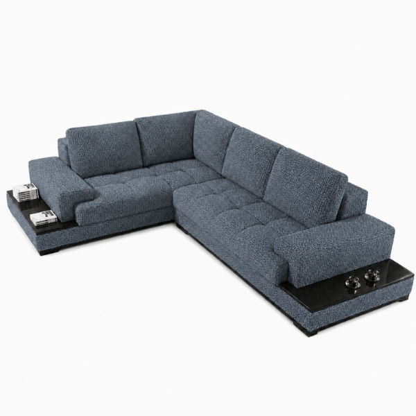 Chanel L Shape Corner Sofa- Woven Fabric Blue