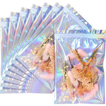 Resealable Holographic Gift Packaging Bags Florist Small Business -10x15cm - Silver
