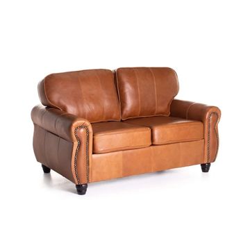 Vividitto - Revue Genuine Leather 2 Seater Couch - Pecan