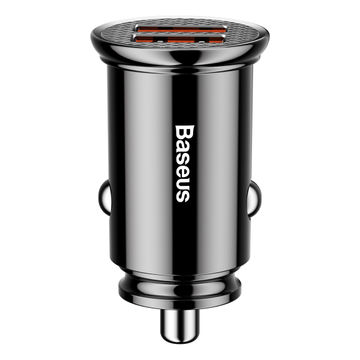 Baseus Circular Plastic Series 30W Dual USB QC3.0 Quick Car Charger - Black