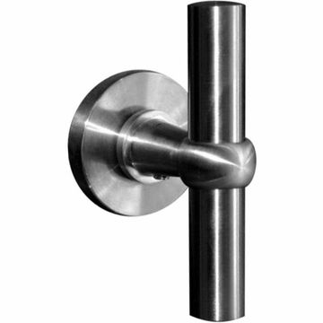 Solid stainless steel lever handle on rose