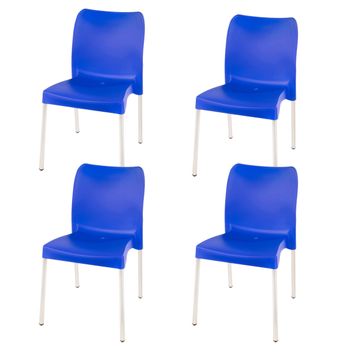 Florence Heavy  Duty Plastic Bistro Chair / Patio Chair / Garden Chair / Stackable - NO ARMRESTS - BLUE  - Set of 4