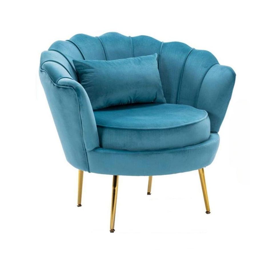 Tulip Velvet Single Seater Chair - Teal