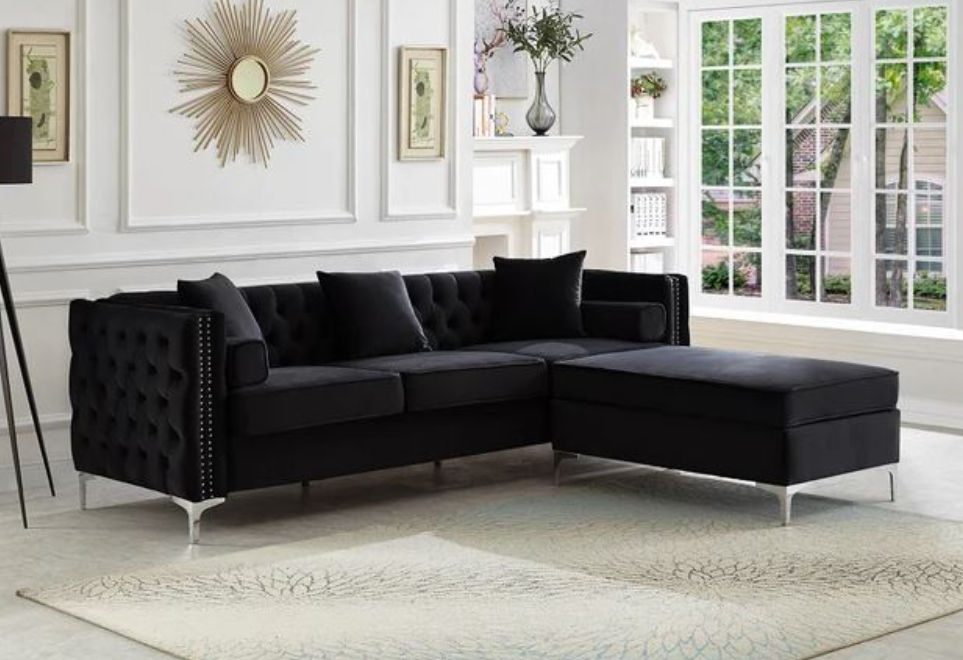 Oxford Corner Reversible Sectional Couch -Black